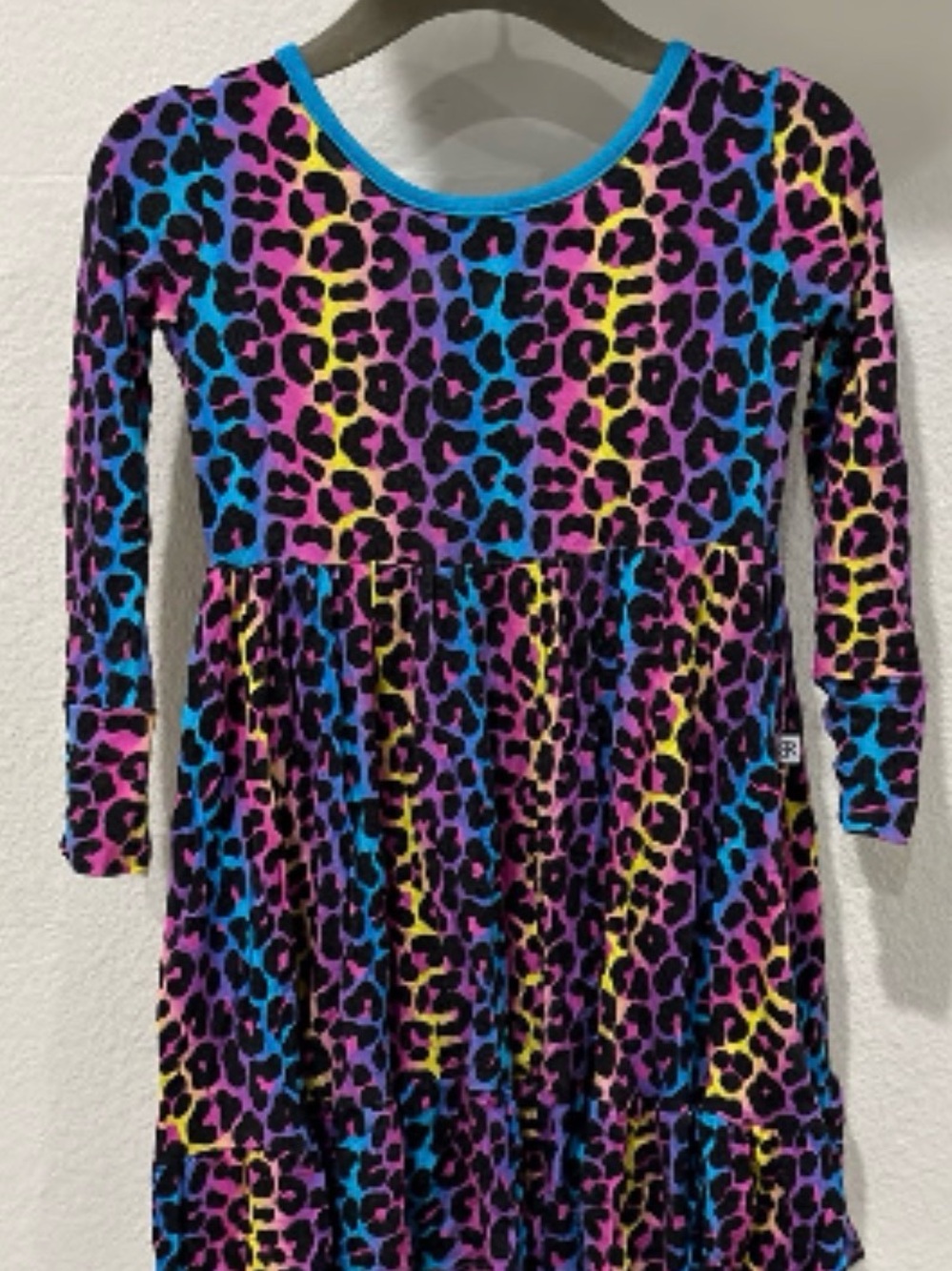Girls' Multicolor Leopard Print Long Sleeve Casual Dress